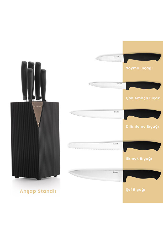 Solide Bıçak Seti 6 Parça-Siyah10 - 2