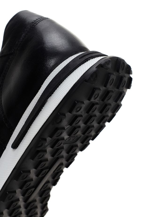 Erkek Siyah Kalın Tabanlı Deri Sneaker 24sfd641818 - 8
