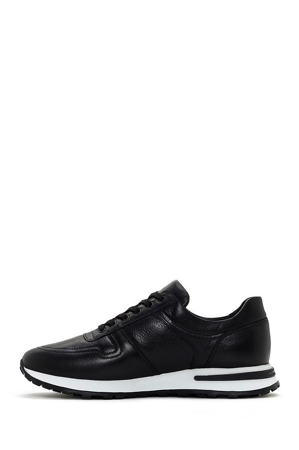 Erkek Siyah Kalın Tabanlı Deri Sneaker 24sfd641818 - 2