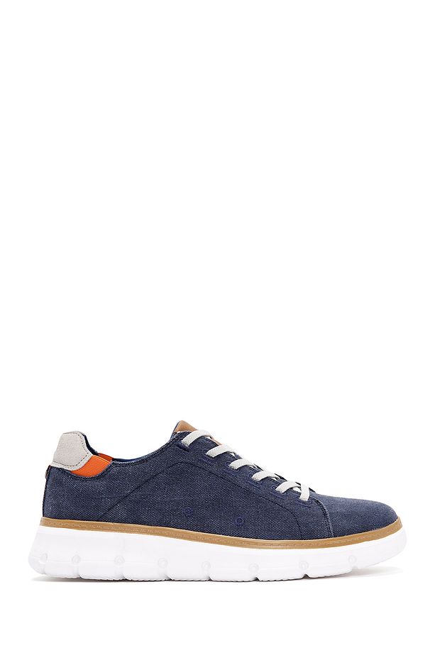 Erkek Lacivert Bağcıklı Kalın Tabanlı Kumaş Sneaker 24sfd69386f - 1