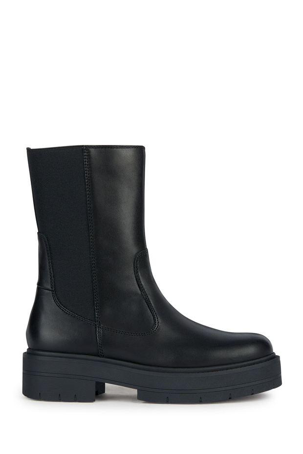 Women's Black Zippered Spherica Leather Boots D36Vdk00043C9999 - 1