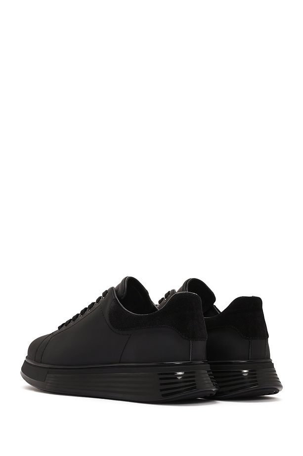 Erkek Siyah Bağcıklı Kalın Tabanlı Deri Sneaker 24sfd641318 - 5