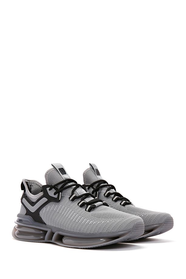 Zero Erkek Gri Bağcıklı Kalın Tabanlı Kumaş Sneaker 24sfd69266f - 4