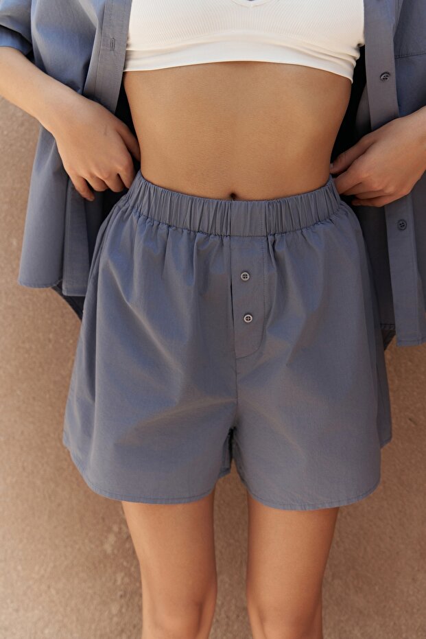 Corfu İndigo Gömlek Şort Takım - 7