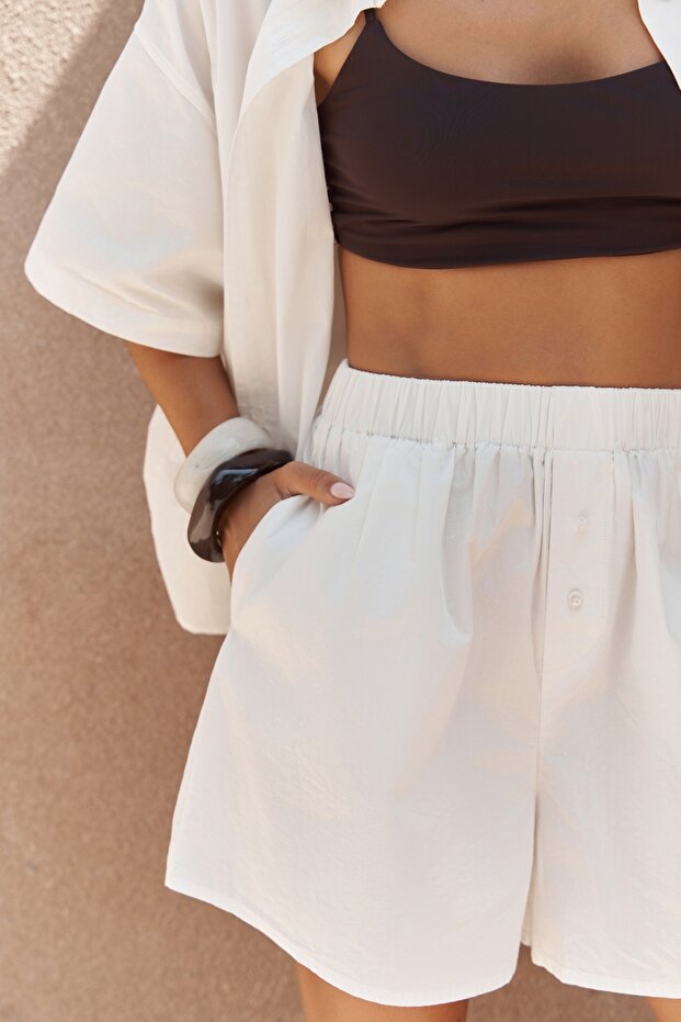 Corfu Ekru Gömlek Şort Takım - 8