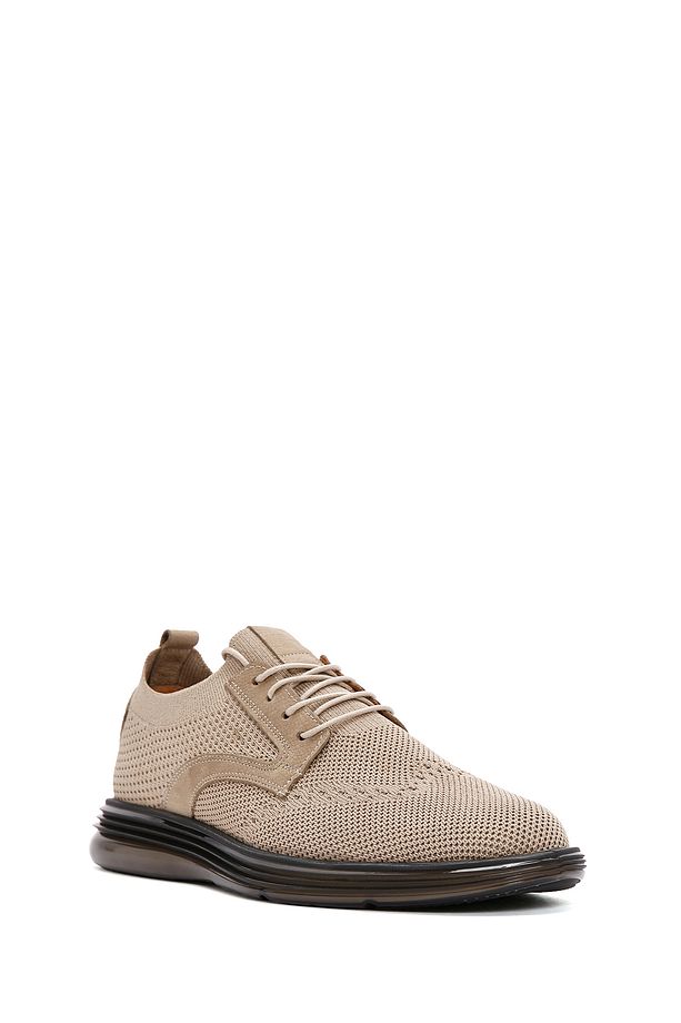 Erkek Vizon Kalın Tabanlı Nubuk Detaylı Bağcıklı Kumaş Sneaker 24SFD63706F - 6