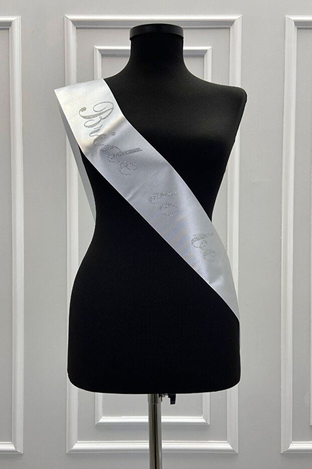 White Silver Bride to Be Bridal Sash Belt Bachelorette Party Concept