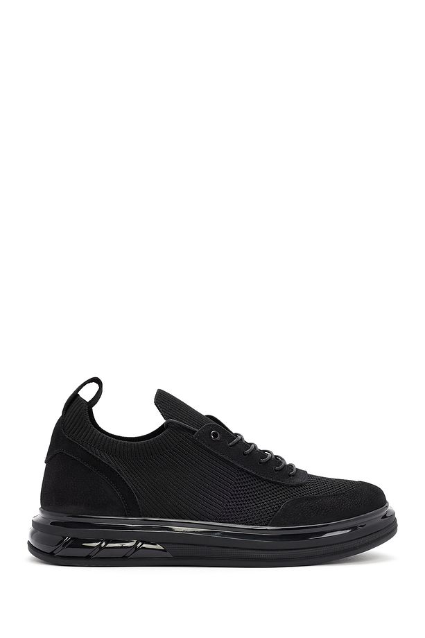 Erkek Siyah Kalın Tabanlı Bağcıklı Kumaş Sneaker 24SFD63686F - 1