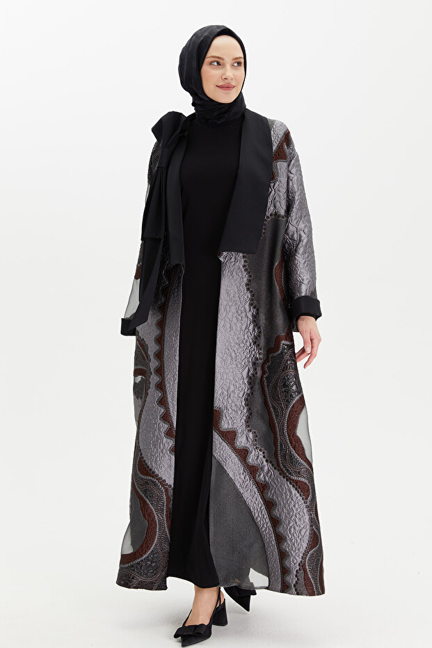 Etnik Desenli Elbiseli Abaya - 3
