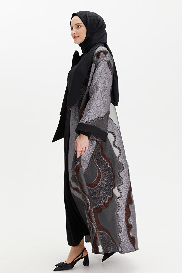 Etnik Desenli Elbiseli Abaya - 6