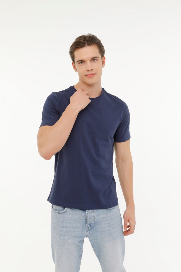 M-Sn220 Bsc T-Shirt 4Fx Navy Blue Men's Short Sleeve T-Shirt