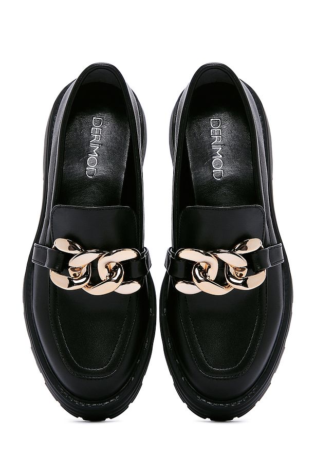 Kadın Siyah Zincir Detaylı Maskülen Penny Loafer Ayakkabı Casual Günlük Ayakkabı 24wfe400218 - 6