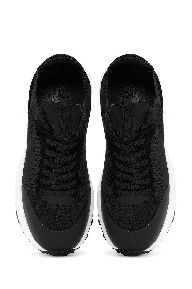 Zero Erkek Siyah Bağcıklı Kalın Tabanlı Kumaş Sneaker 24sfd62196f - 7