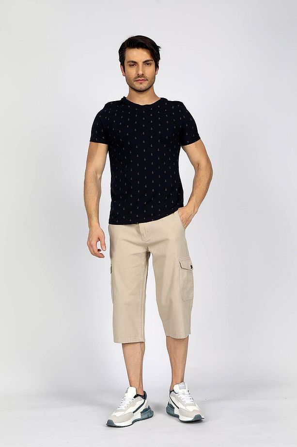 Man 1 Long Erkek %100 Pamuk Dokuma Bermuda Taş - 1