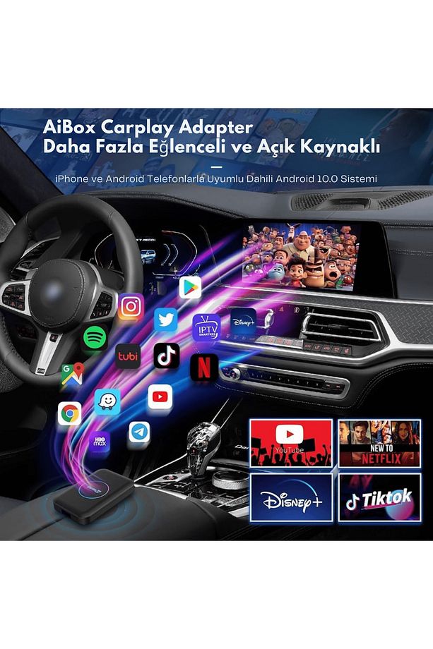 Carlinkit 3in1 Video Destekli 4GB/32GB Kablosuz CarPlay & Android Auto Smart AI Box Netflix&Youtube - 5