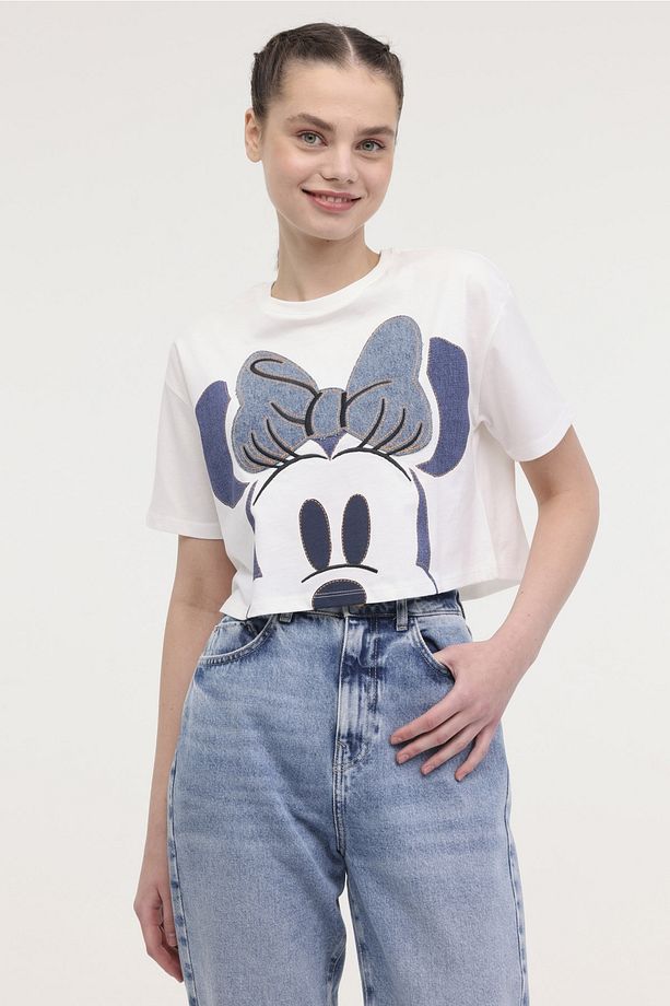 WL KELLY 11GFL978 4FX Ekru Kadın Kısa Kol T-Shirt - 1