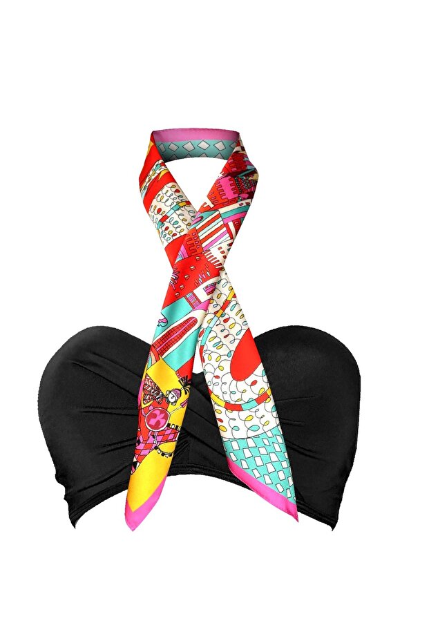 Nil Dragon Pink&Mint Fular Eşarp - 5