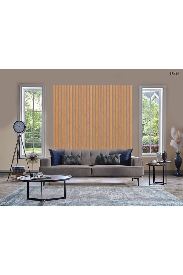 12 Adet Kendinden Yapışkanlı Ahşap Çıta 120 Cm - Bambu - 4