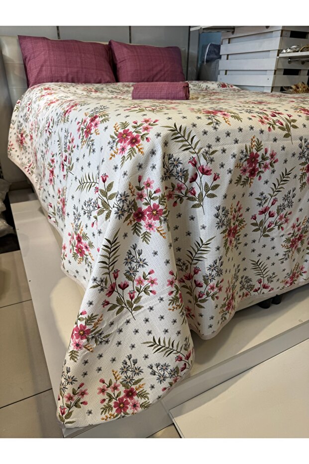 Poppy Patterned Sheet Elastic Double Pique Set - 4