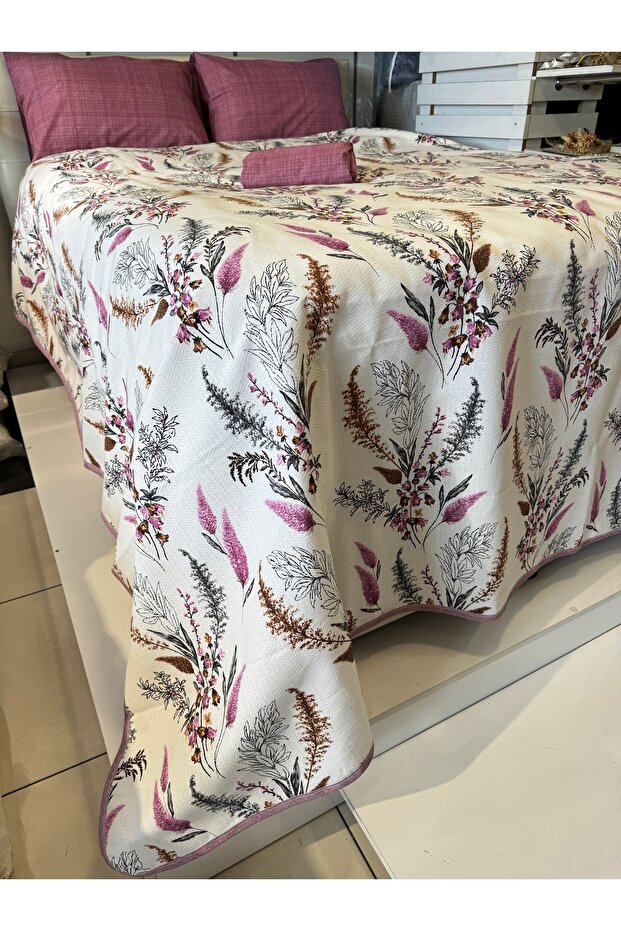 Başak Patterned Sheet Elastic Double Pique Set - 2