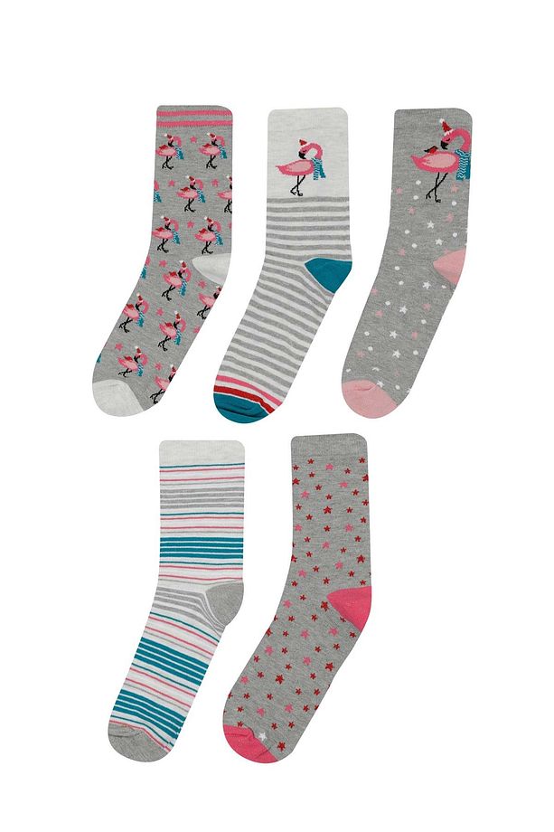 FLAMINGO 5 LI SKT-W 4PR GRI MULTI Kadın Soket Çorap - 1