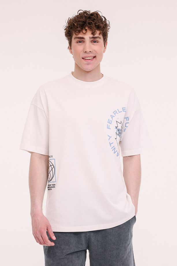 ML DEXT 11-413401 5FX Ekru Erkek Kısa Kol T-Shirt - 1