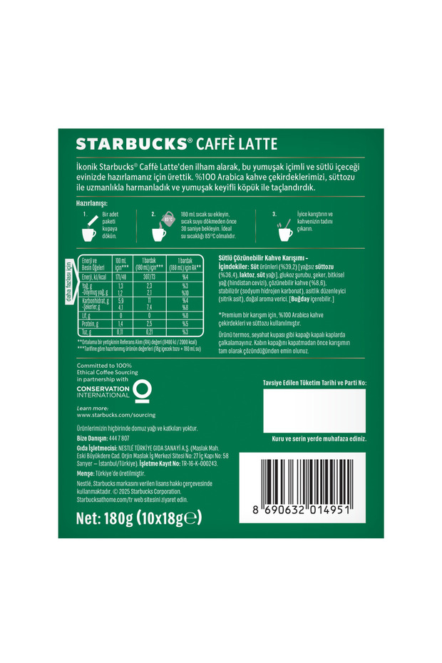Cafe Latte Premium Kahve Karışım 18 Gr X 10 Paket - 8