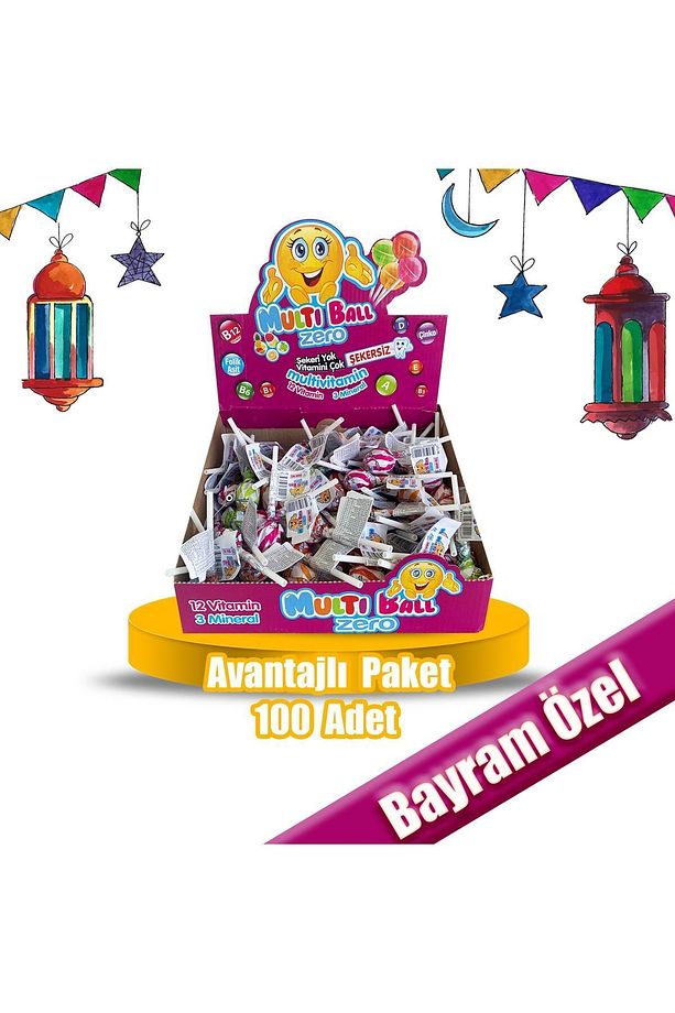 Zero ( Şekersiz ) 100 Adet Lolipops 12 Vitamin 3 Mineral - 3