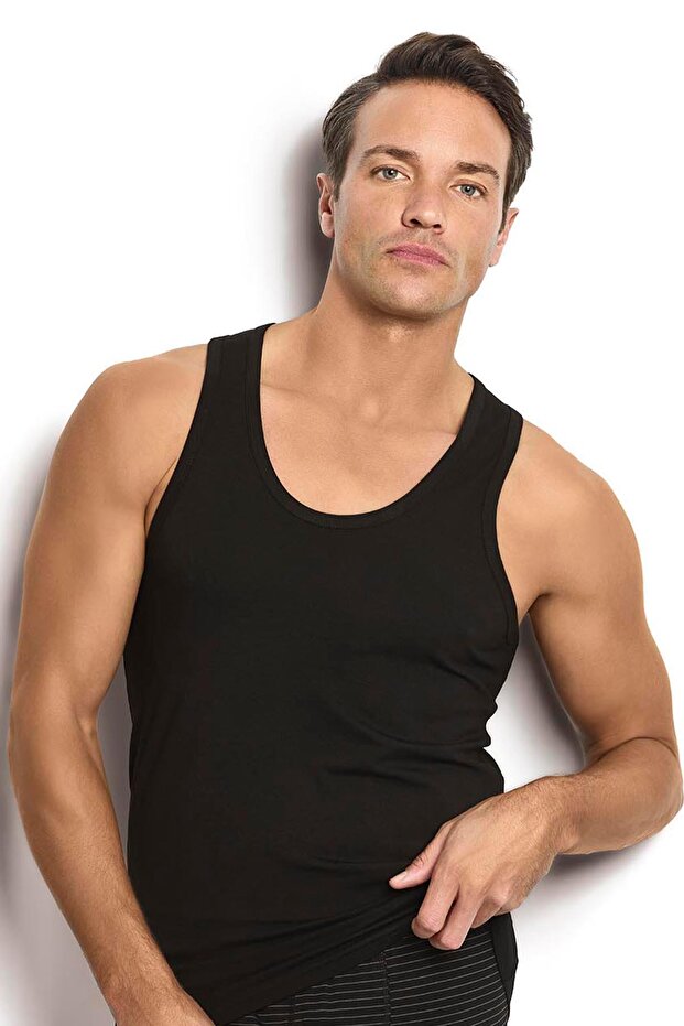 113 1 Adet Erkek Pamuklu Arkası Çapraz Rambo Atlet - 1