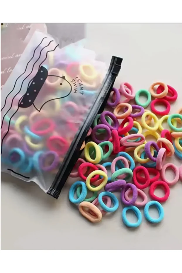 100 Adet Karışık Renkler Kaliteli Mini Havlu Lastik-çanta Içinde - 1