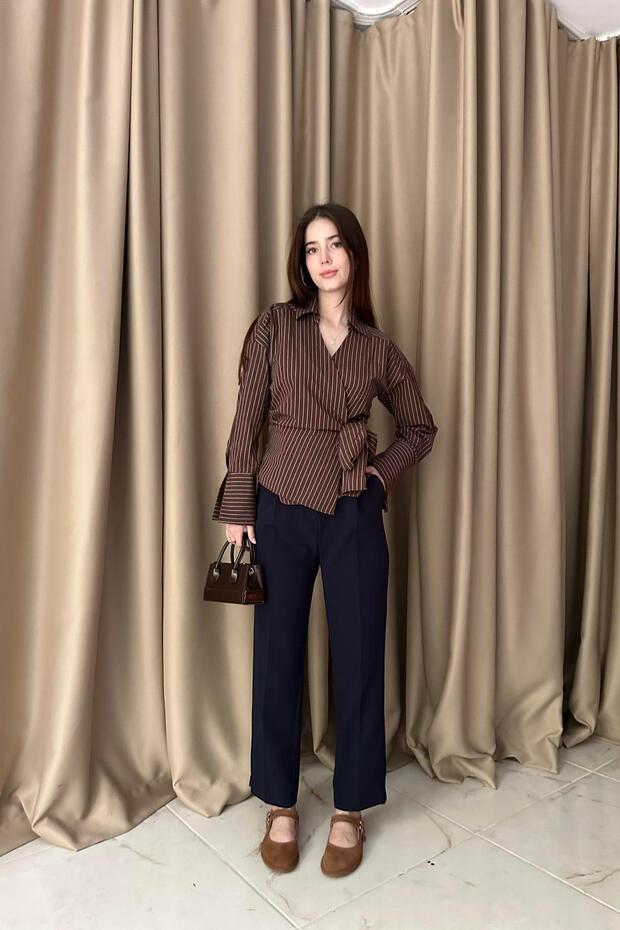 PAÇA YIRTMAÇLI KEMERLİ PANTALON - 2