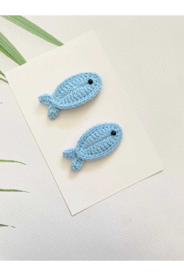 Blue Fish Trend Baby Buckle 2-Piece Handmade Baby Gift Newborn Baby Buckle