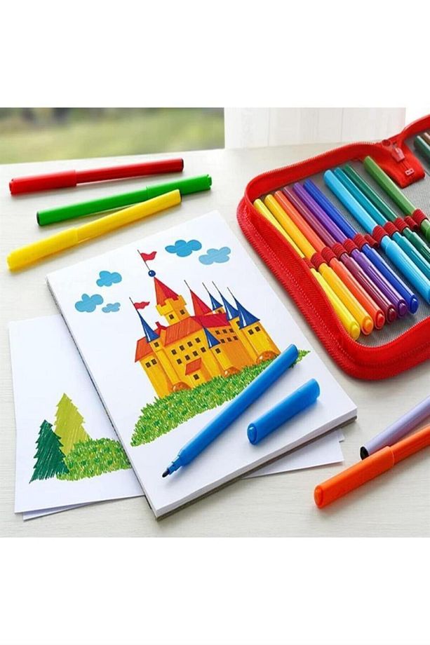 Süper Yıkanabilir Keçeli Kalem 50'li,Canlı ve Kalıcı Renkler,Kolay Temizlenebilir,Ergonomik Tasarım - 3