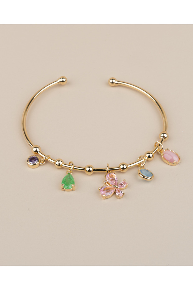Adjustable Butterfly Charm Handcuff Bracelet