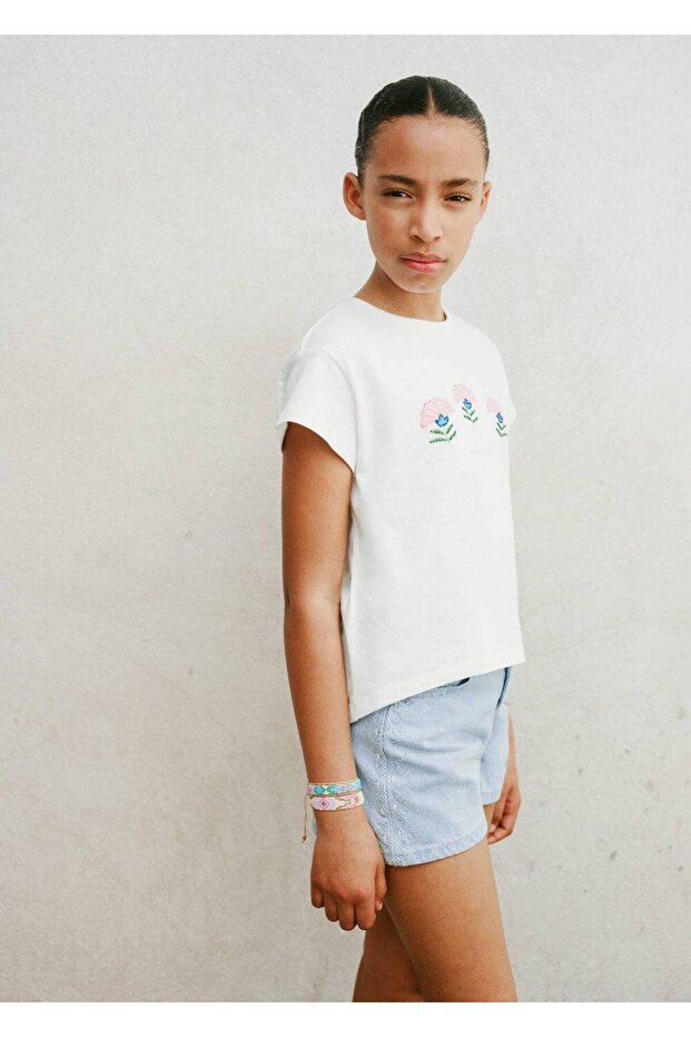 İşlemeli pamuklu şort - 5