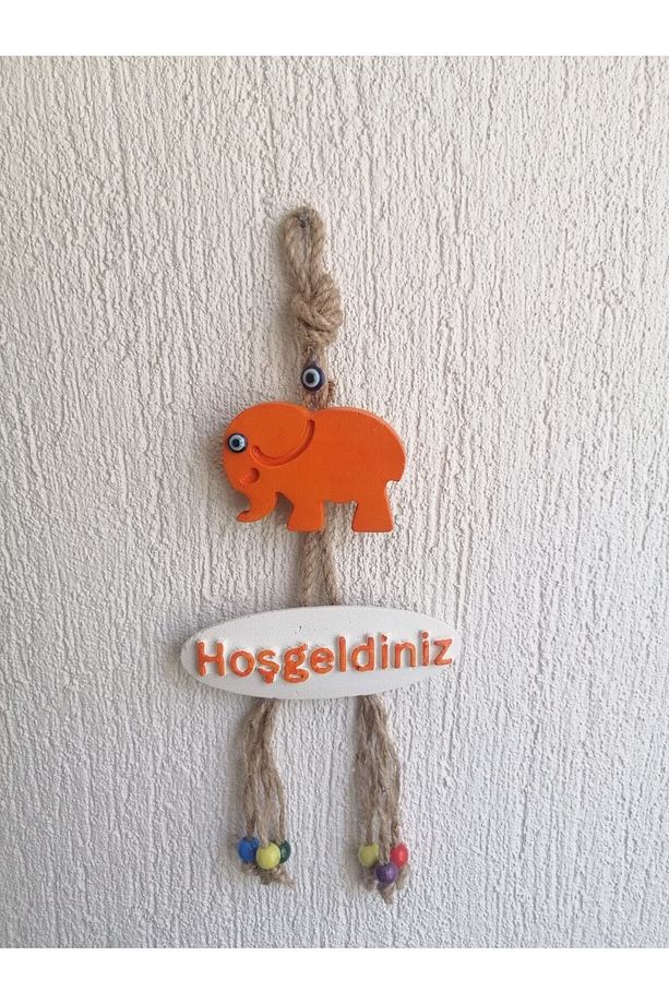Turuncu Fil Dekoratif Hoşgeldiniz Kapı Duvar Süsü - 2