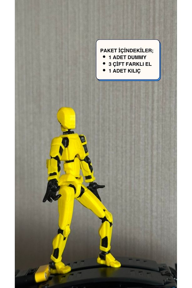 Lucky 13 Oynar Eklemli Robot Figür Oyuncak Sarı Siyah Dummy - 1