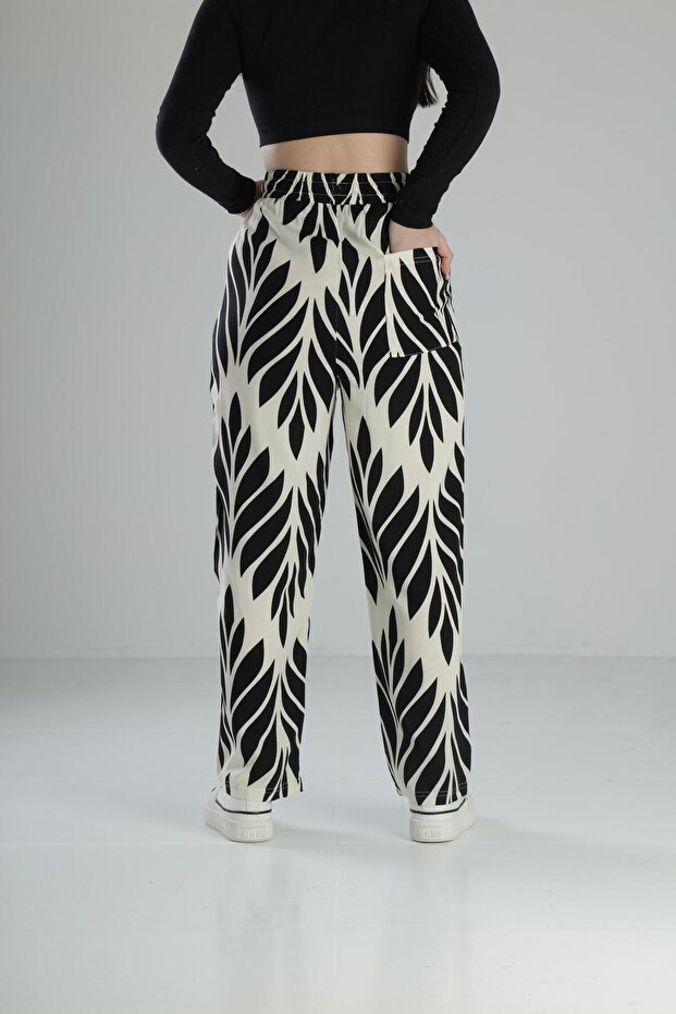 Leaf Patterned Baggy Trousers - 4