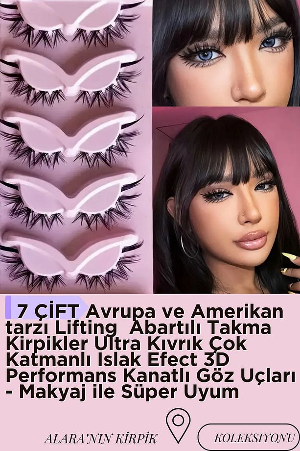 ALARA'NIN KİRPİK KOLEKSIYONUNDAN 3D PERFORMANS LİFTİNG GÖRÜNÜMLÜ EXTRA HACIMLI 7 ÇİFT LUXRY KİRPİK - 3