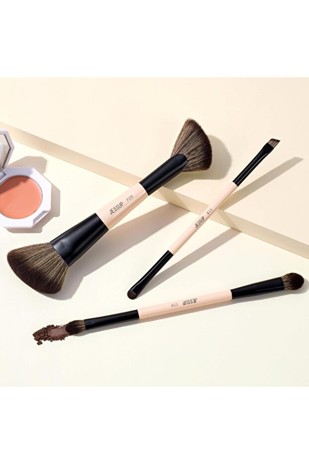 Travel Makeup Brushes Set 6-in-3 Double Sided Contour Brush Dual Ended Eyeshadow Brush T507 - 8