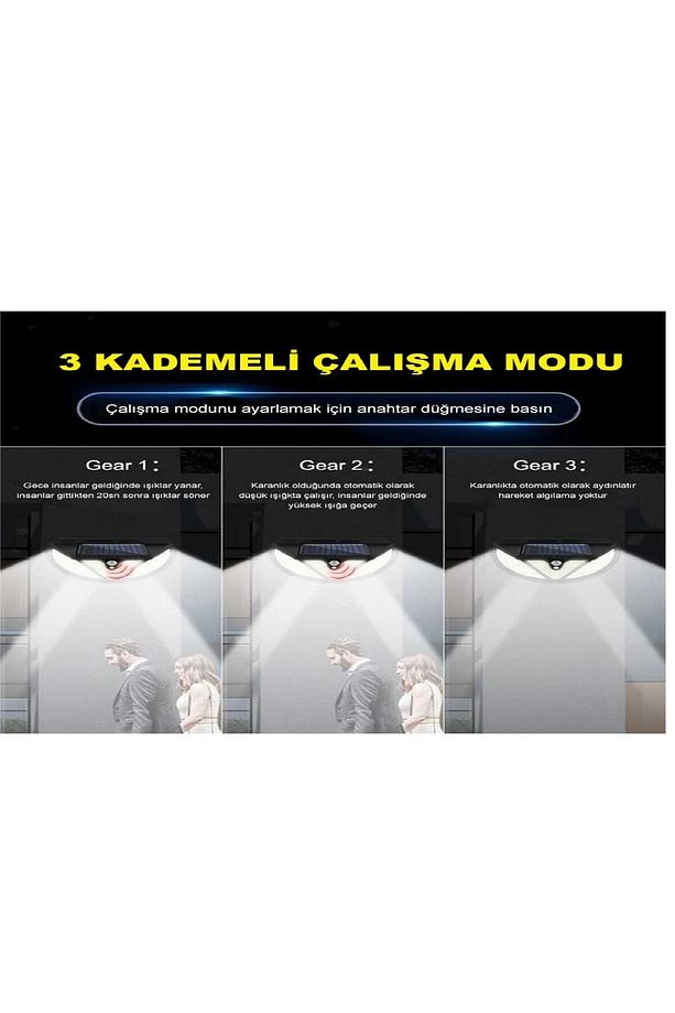 100 Lümen Parlak Aydınlatma COB LEDLİ 3 FONKSİYONLU SENSÖRLÜ SOLAR AYDINLATMA - 5