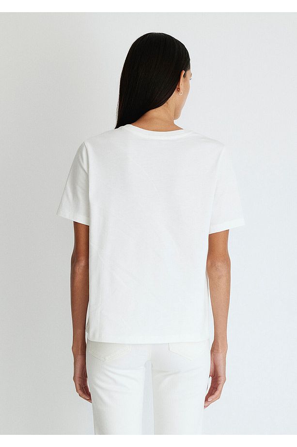 Bisiklet Yaka Beyaz Basic Tişört Regular Fit / Normal Kesim 1612699-620 - 4