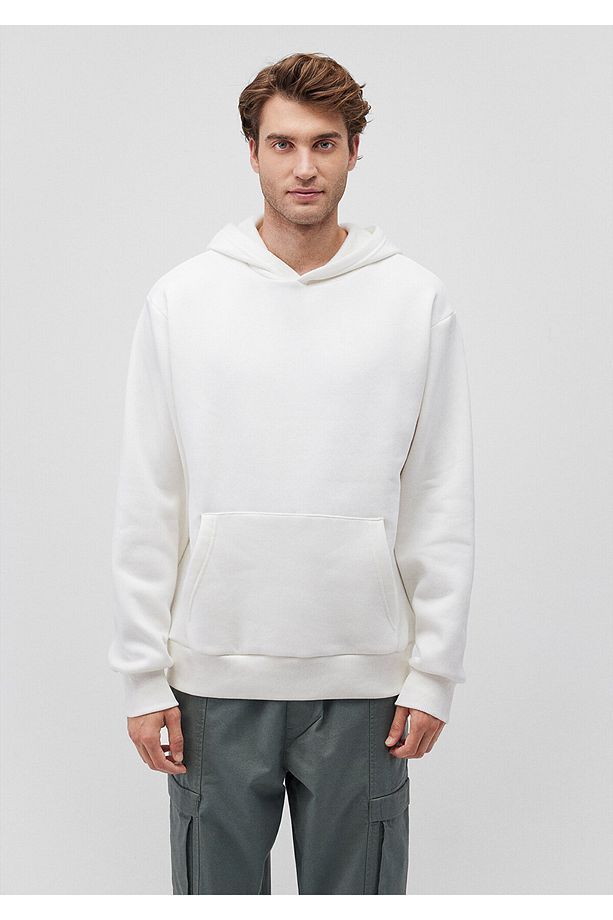 Kapüşonlu Beyaz Basic Sweatshirt 0S10275-70057 - 2