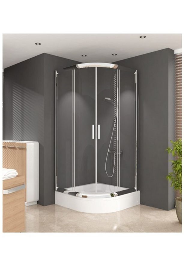 Lüks Camlı Duşakabin + Oval Duş teknesi - 1