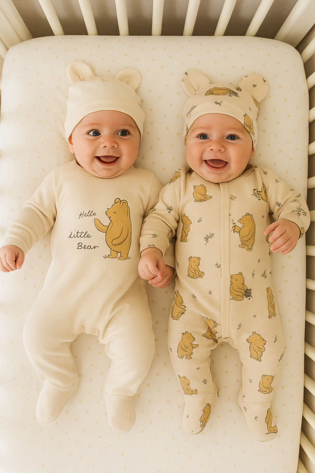 Little Bear Baby Double Jumpsuit Set
