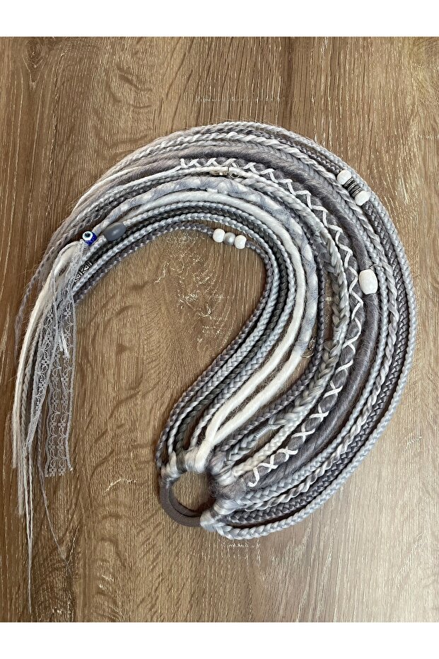 Rasta African Braided Buckle 15 Li - Gray Tones & White