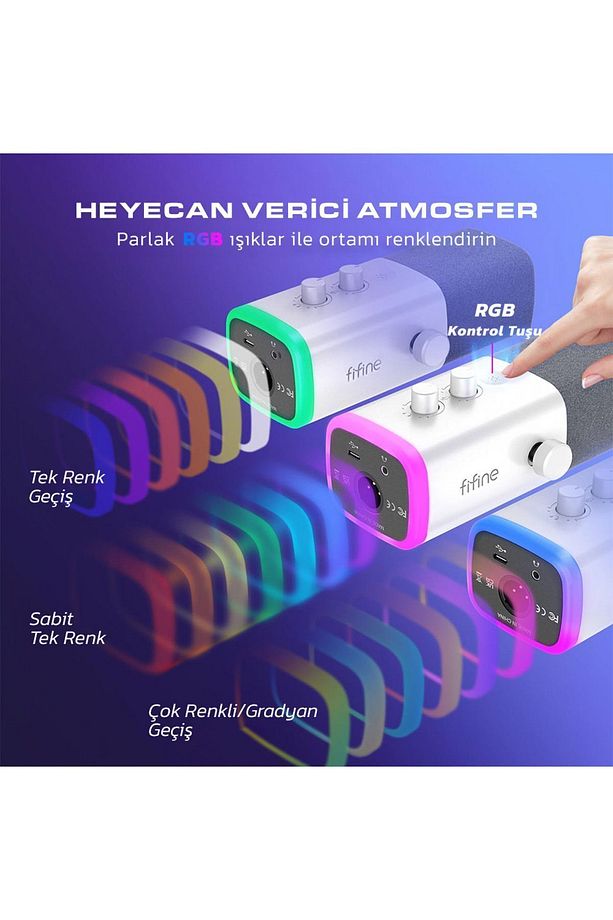 Am8-w Xlr/usb Rgb Dınamık Mıkrofon Beyaz - 5