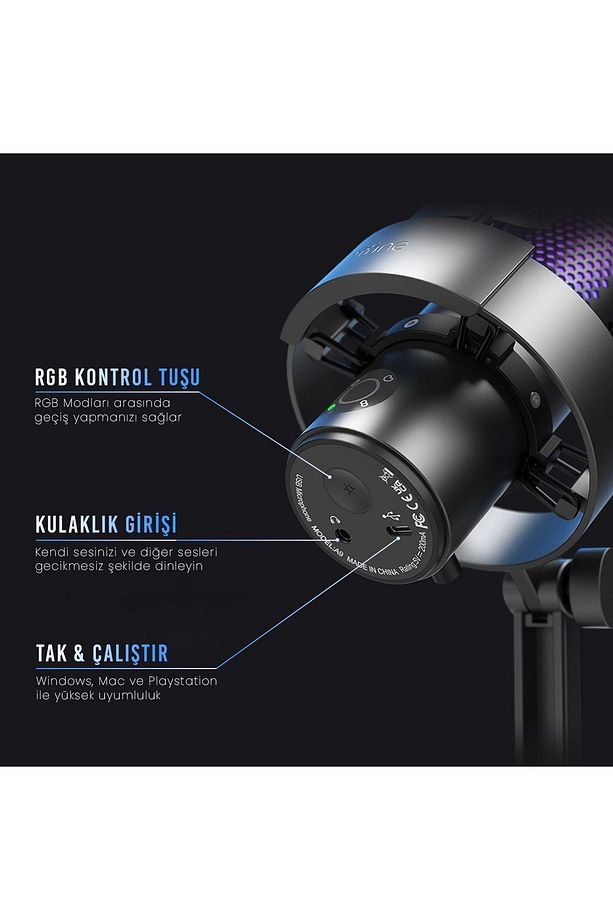 Ampligame A9 USB Oyuncu Yayıncı Bilgisayar Mikrofon - 6