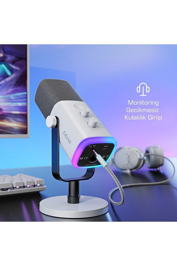 Am8-w Xlr/usb Rgb Dınamık Mıkrofon Beyaz - 8
