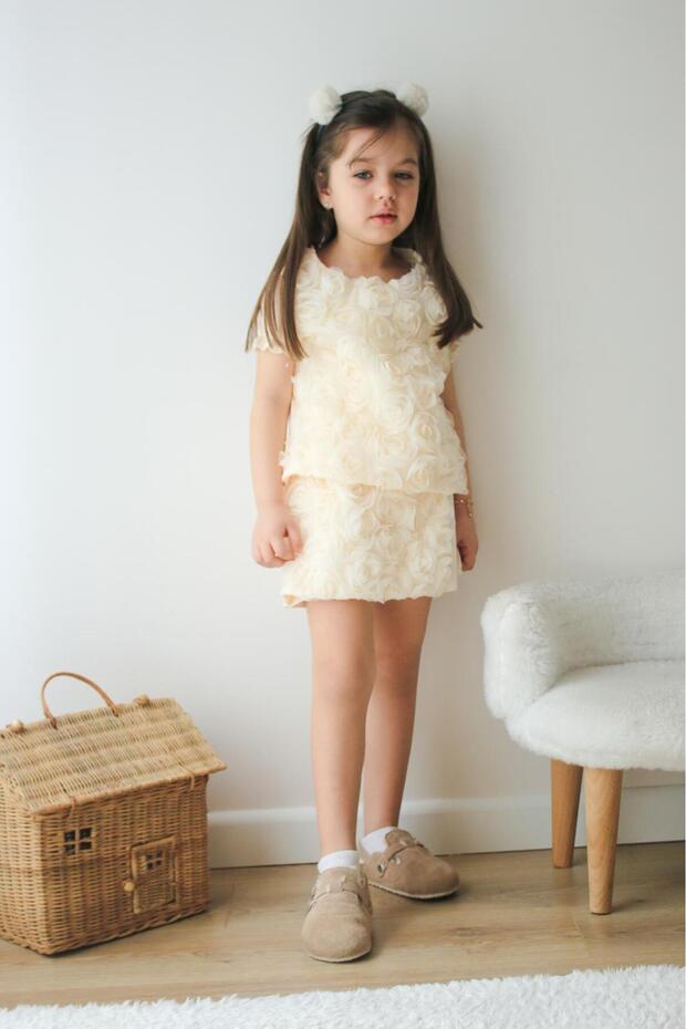 Güllü Şort Etekli Kız Çocuk Takım - 1